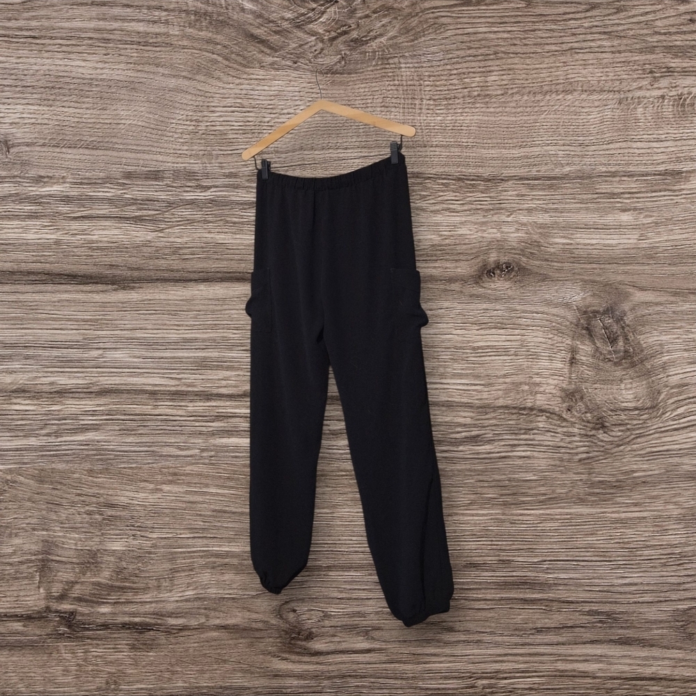 Mine Jet Black Stretch Cargo Pocket Pants Size LARGE